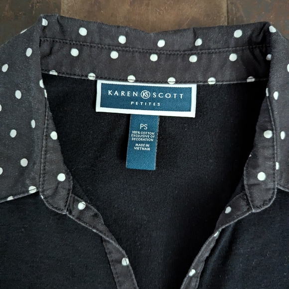 Karen Scott Petites 3/4 Sleeve Collard Top - Picture 4 of 7